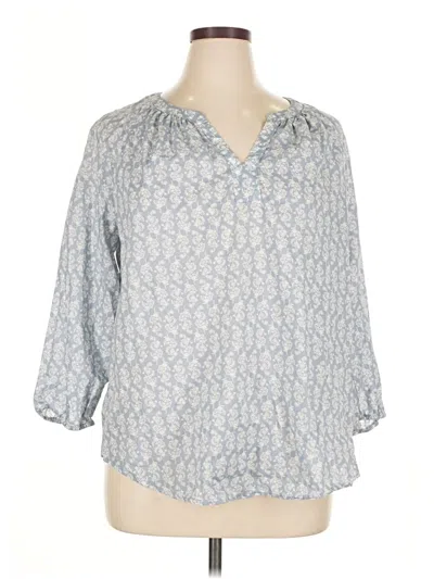 Pre-owned Purejill 3/4 Sleeve Blouse In Blue