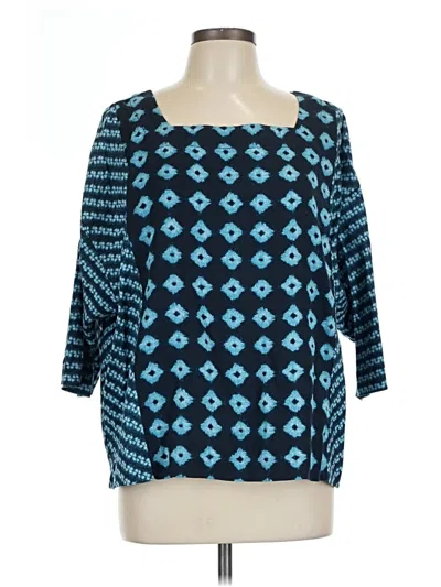 Pre-owned Purejill 3/4 Sleeve Blouse In Blue