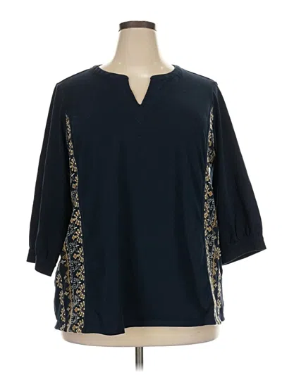 Pre-owned Purejill 3/4 Sleeve Blouse In Blue