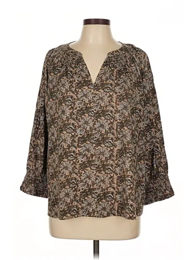 Pre-owned Purejill 3/4 Sleeve Blouse In Brown