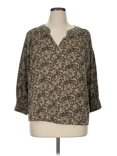 Pre-owned Purejill 3/4 Sleeve Blouse In Brown