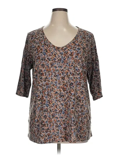 Pre-owned Purejill 3/4 Sleeve Blouse In Brown
