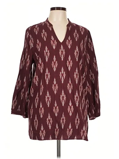 Pre-owned Purejill 3/4 Sleeve Blouse In Burgundy