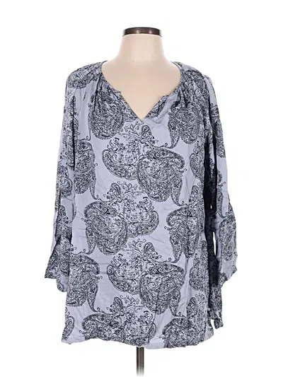 Pre-owned Purejill 3/4 Sleeve Blouse In Gray