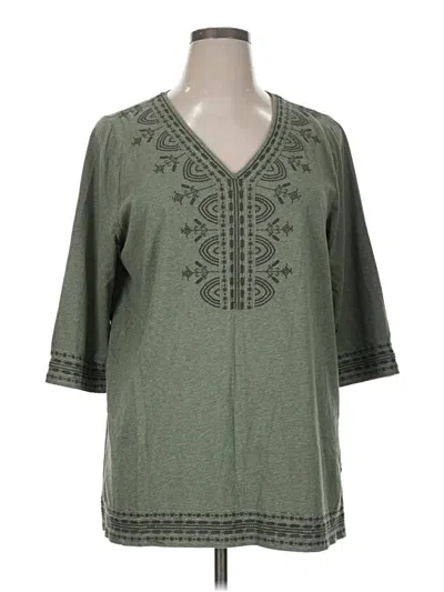 Pre-owned Purejill 3/4 Sleeve Blouse In Green