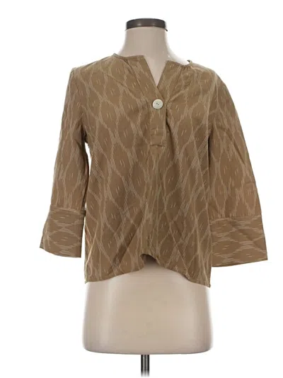 Pre-owned Purejill 3/4 Sleeve Blouse In Tan