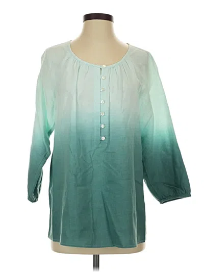 Pre-owned Purejill 3/4 Sleeve Blouse In Teal