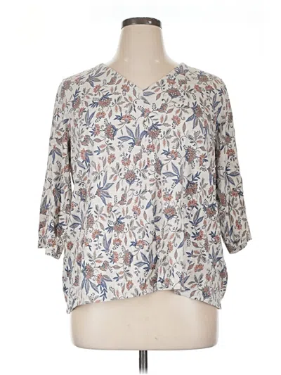 Pre-owned Purejill 3/4 Sleeve Blouse In White