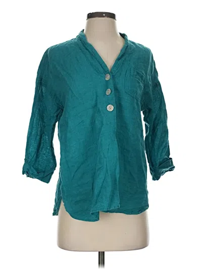 Pre-owned Purejill 3/4 Sleeve Button Down Shirt In Blue