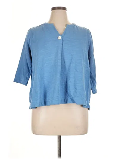 Pre-owned Purejill 3/4 Sleeve Button Down Shirt In Blue