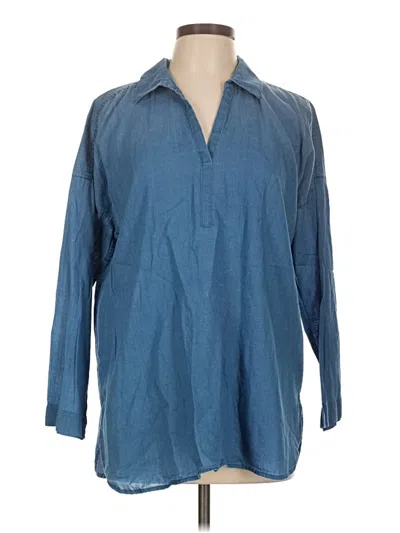 Pre-owned Purejill 3/4 Sleeve Button Down Shirt In Blue