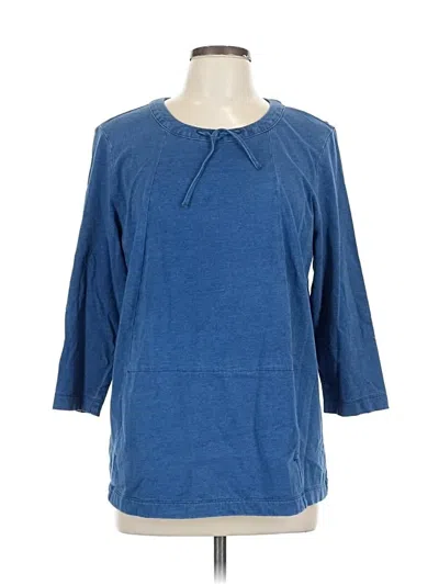 Pre-owned Purejill 3/4 Sleeve Top Blue Crew Neck Tops