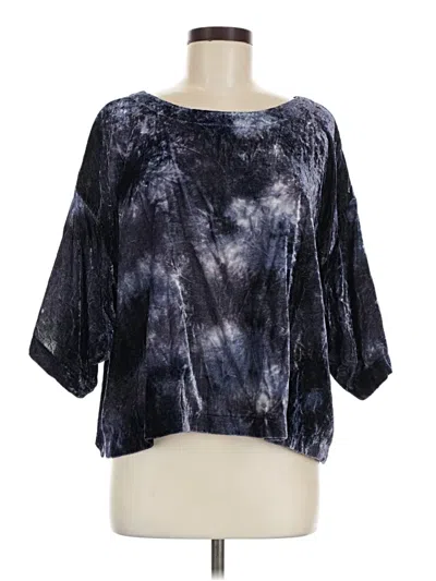 Pre-owned Purejill 3/4 Sleeve Top Blue Graphic Pattern Boatneck Tops