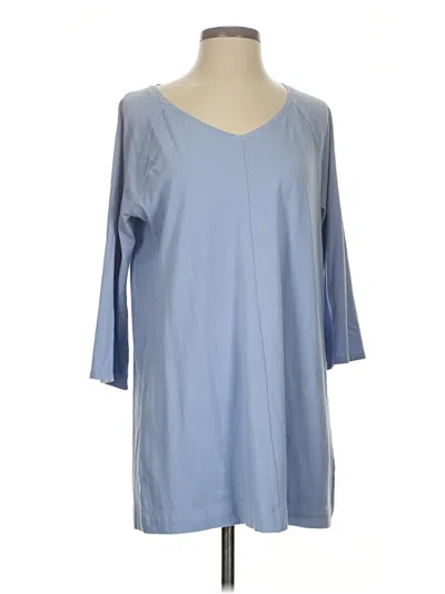 Pre-owned Purejill 3/4 Sleeve Top Blue V Neck Tops