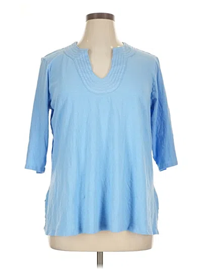 Pre-owned Purejill 3/4 Sleeve Top Blue V Neck Tops