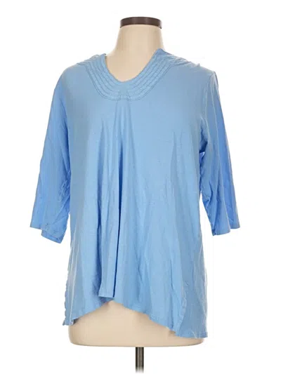 Pre-owned Purejill 3/4 Sleeve Top Blue V-neck Tops
