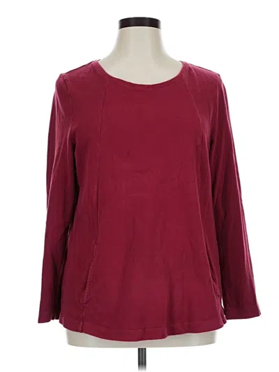 Pre-owned Purejill 3/4 Sleeve Top Burgundy Boatneck Tops