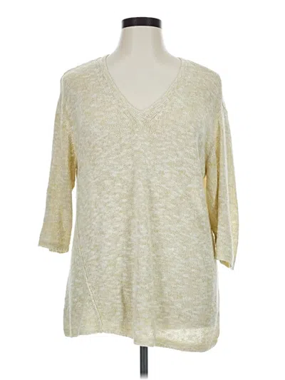 Pre-owned Purejill 3/4 Sleeve Top Gold V-neck Tops