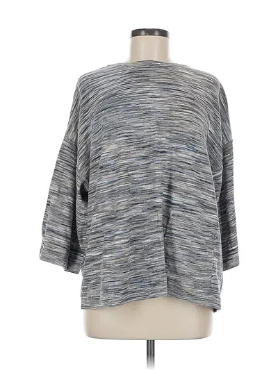 Pre-owned Purejill 3/4 Sleeve Top Gray Boatneck Tops