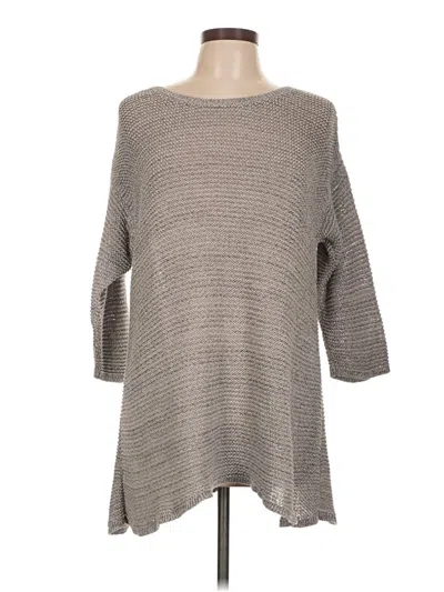 Pre-owned Purejill 3/4 Sleeve Top Gray Boatneck Tops
