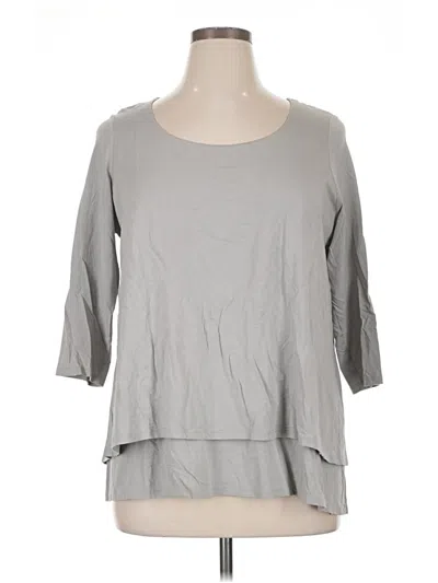 Pre-owned Purejill 3/4 Sleeve Top Gray Boatneck Tops