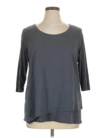 Pre-owned Purejill 3/4 Sleeve Top Gray Scoop Neck Tops