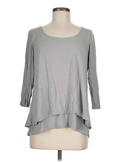 Pre-owned Purejill 3/4 Sleeve Top Gray Scoop Neck Tops