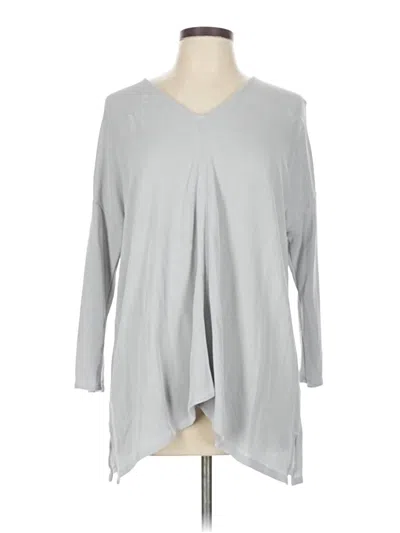 Pre-owned Purejill 3/4 Sleeve Top Gray V Neck Tops