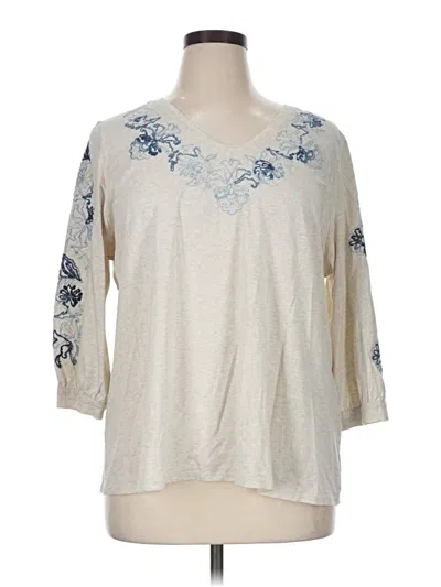 Pre-owned Purejill 3/4 Sleeve Top Ivory Scoop Neck Tops