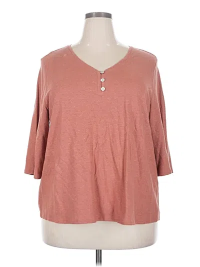 Pre-owned Purejill 3/4 Sleeve Top Pink Scoop Neck Tops