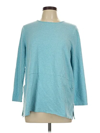 Pre-owned Purejill 3/4 Sleeve Top Teal Crew Neck Tops