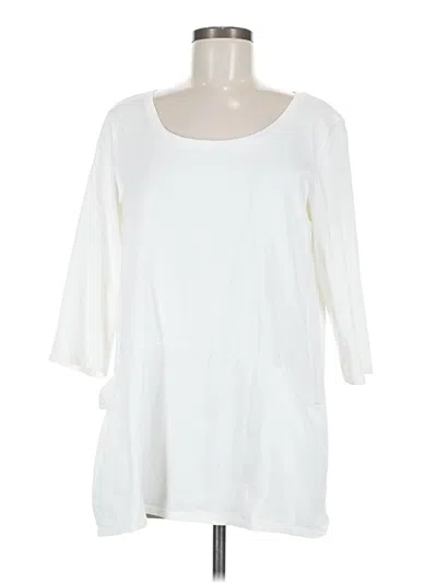 Pre-owned Purejill 3/4 Sleeve Top White Scoop Neck Tops
