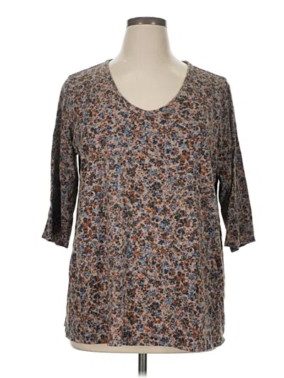 Pre-owned Purejill 3/4 Sleeve T-shirt In Brown
