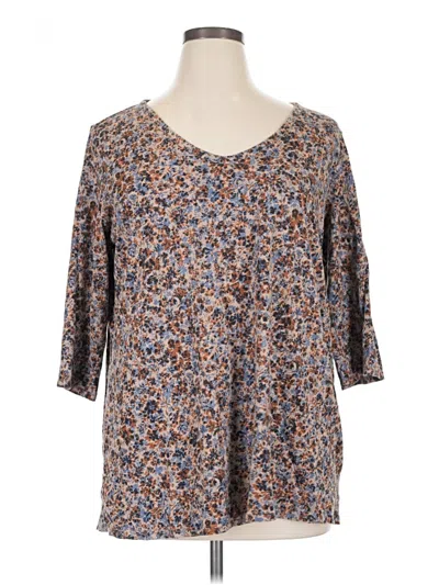Pre-owned Purejill 3/4 Sleeve T-shirt In Brown