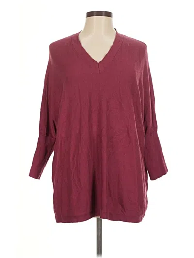 Pre-owned Purejill 3/4 Sleeve T-shirt In Burgundy