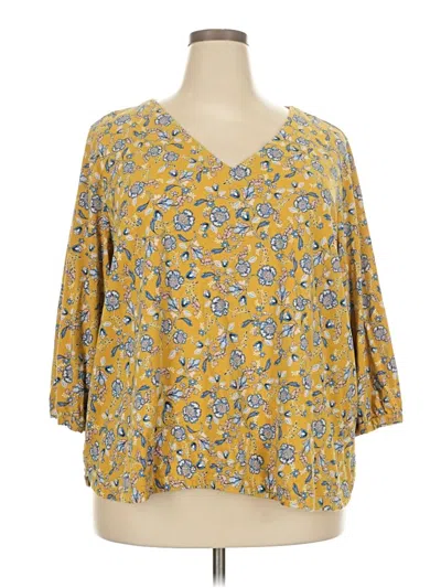 Pre-owned Purejill 3/4 Sleeve T-shirt In Yellow