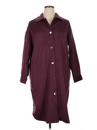 Pre-owned Purejill Coat In Burgundy