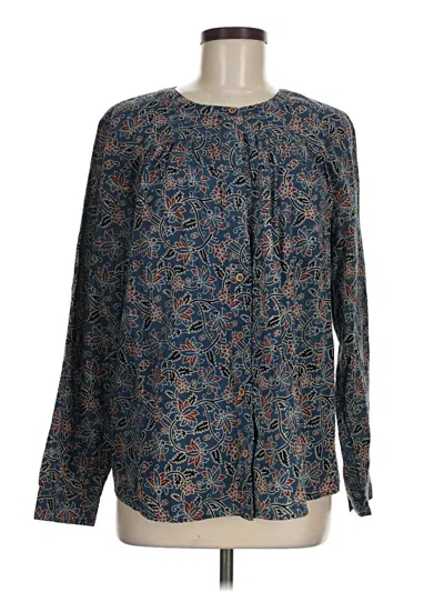 Pre-owned Purejill Long Sleeve Blouse In Blue