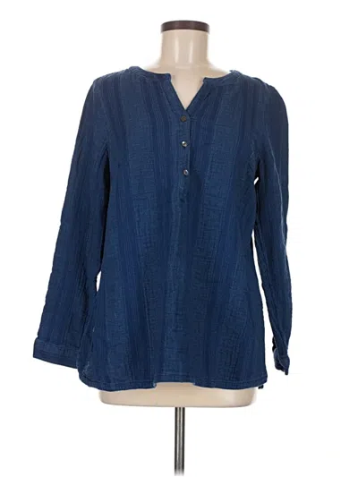 Pre-owned Purejill Long Sleeve Blouse In Blue