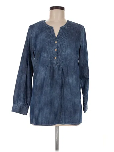 Pre-owned Purejill Long Sleeve Blouse In Blue