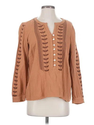 Pre-owned Purejill Long Sleeve Blouse In Brown