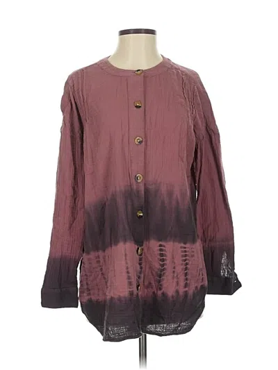 Pre-owned Purejill Long Sleeve Blouse In Burgundy