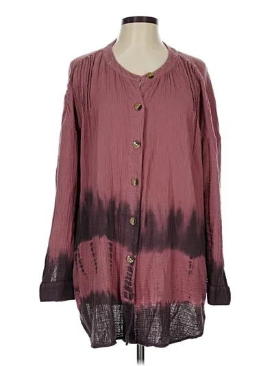 Pre-owned Purejill Long Sleeve Blouse In Burgundy
