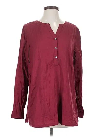 Pre-owned Purejill Long Sleeve Blouse In Burgundy