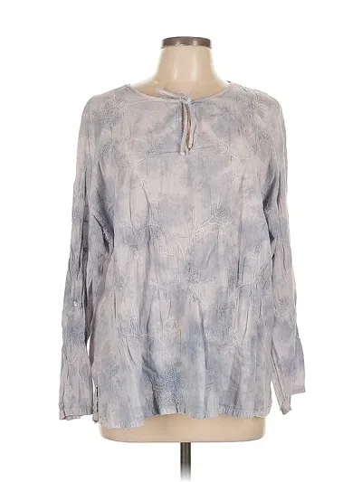 Pre-owned Purejill Long Sleeve Blouse In Gray