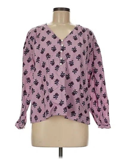 Pre-owned Purejill Long Sleeve Blouse In Pink