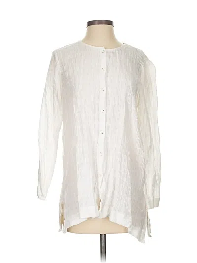 Pre-owned Purejill Long Sleeve Blouse In White