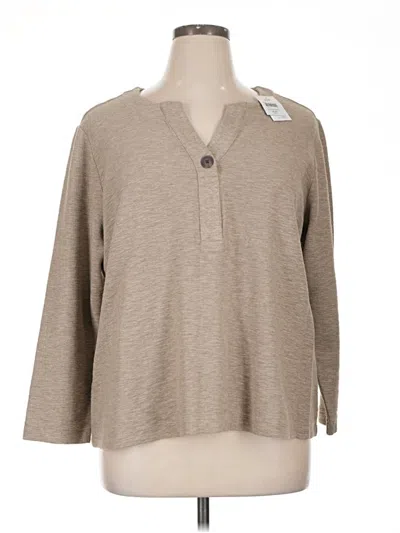 Purejill Long Sleeve Henley Shirt In Tan