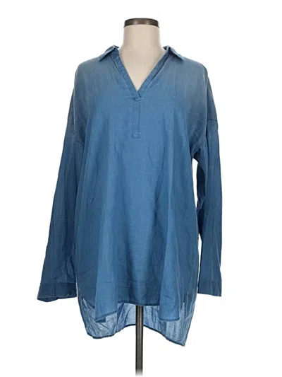 Pre-owned Purejill Long Sleeve Polo Shirt In Blue