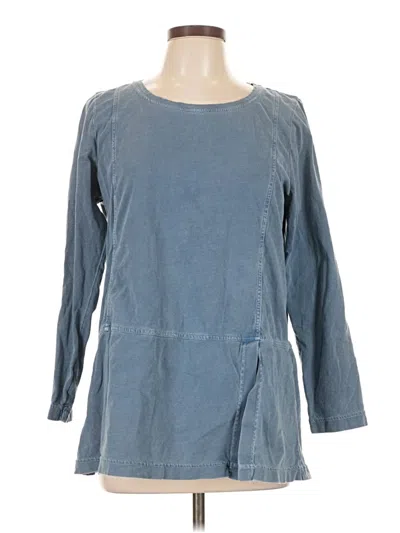 Pre-owned Purejill Long Sleeve Top Blue Crew Neck Tops